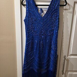 Stunning Royal Blue Beaded Flapper Dress